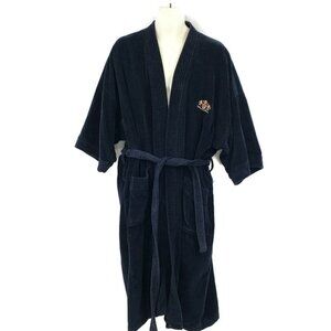 Vintage Benson & Hedges 100s Bathrobe One Size Black Terry Cloth Robe